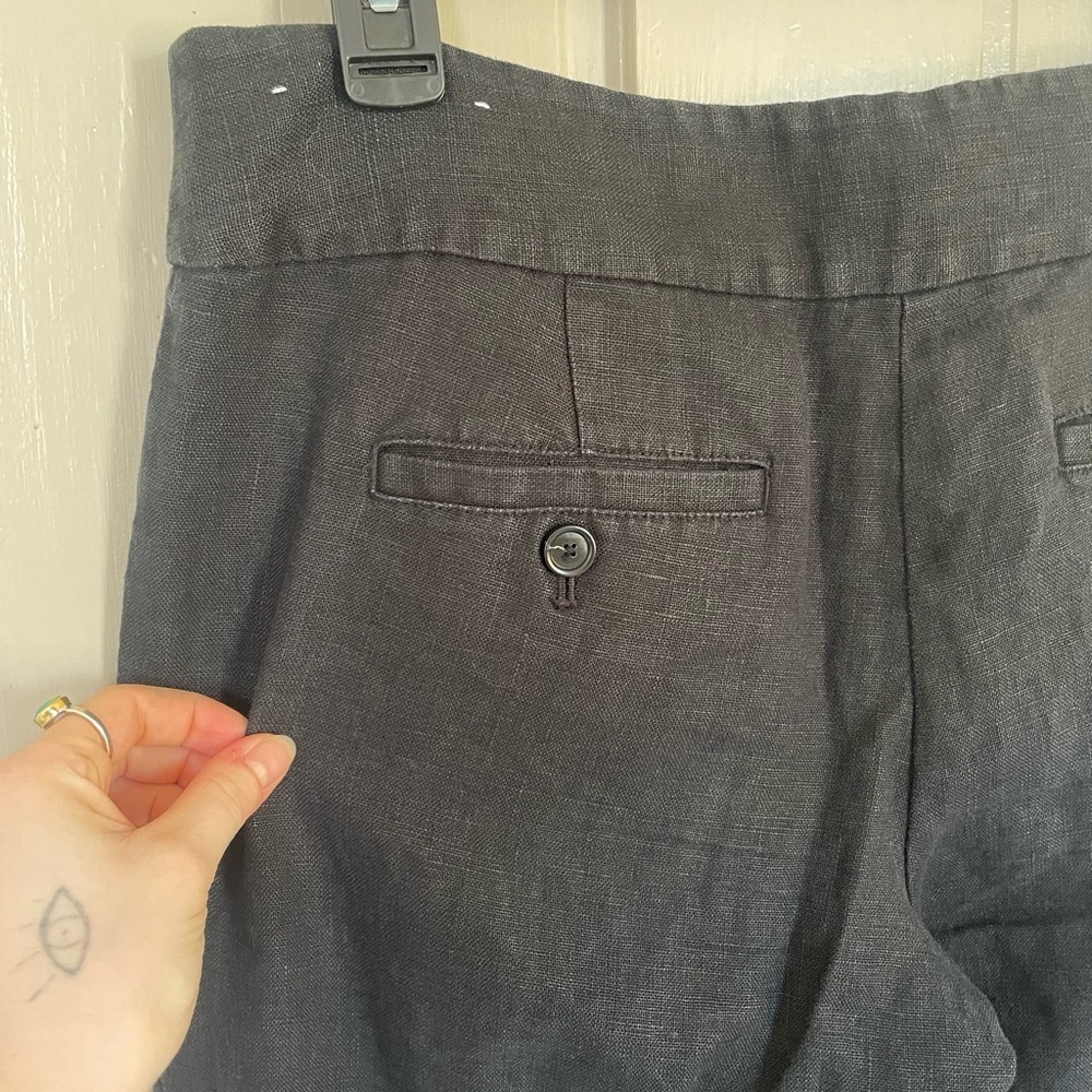 LOFT Black 100% Linen Mid-Rise Business Casual Trousers Pants Office Work NWOT - Picture 10 of 13